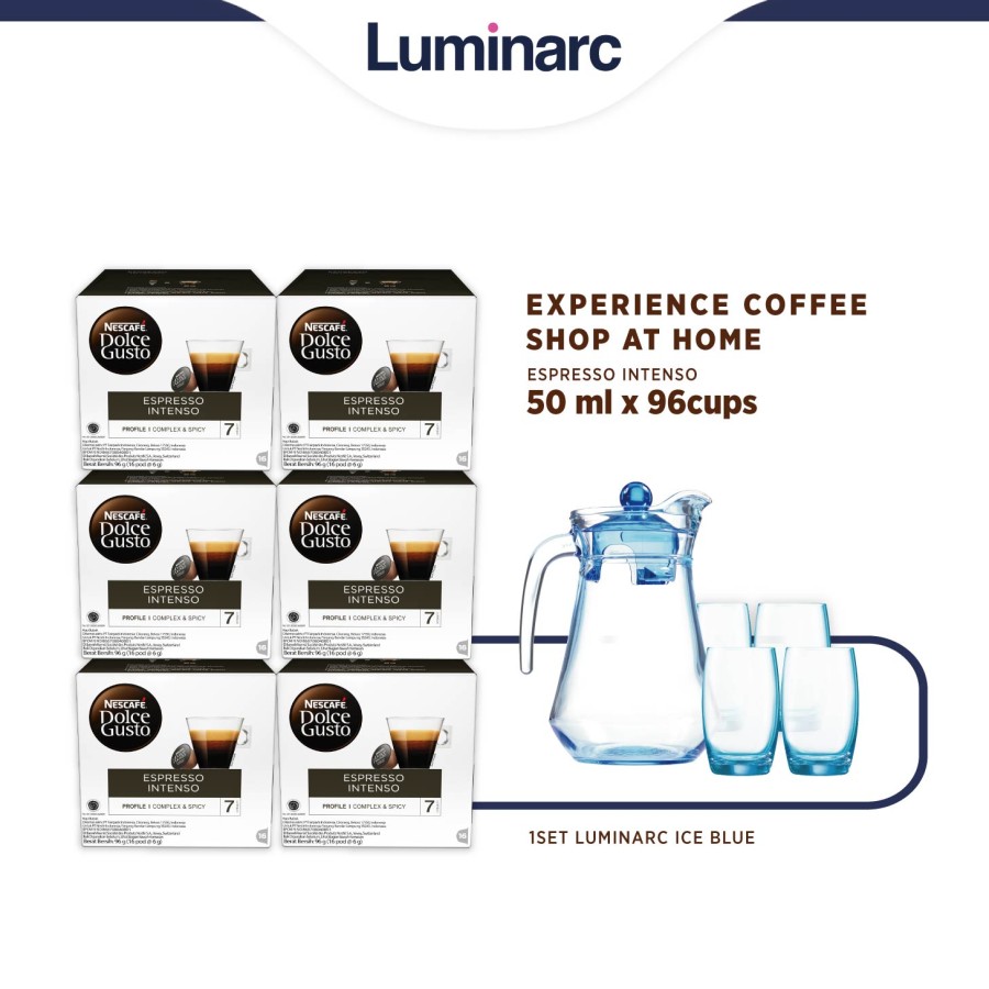 Luminarc Set Minum + Nescafe Dolce Gusto Espresso Intenso 6 Box - Arc